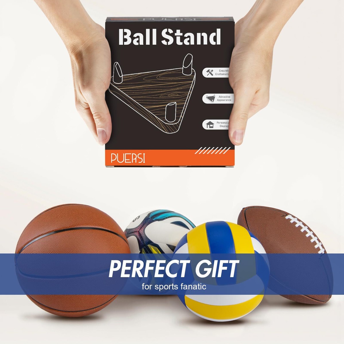 WHAMVOX Baldisplaystandaard – Zwarte Houder Voor Voetbal, Basketbal En Softbal, Ideaal Voor Memorabilia En Collectie