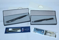 Quill Ballpoint Pens | *NEW* Promotional x2 Black Textured Metal + Chrome Trim