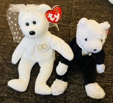 Ty Beanie Baby Wedding Bride  Groom Mr  Mrs 2002 Retired Stuffed Plush Set/2