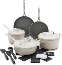NEW SEALED GREENPAN GP5 15 pc HARD ANODIZED COOKWARE SET TAUPE NONSTICK