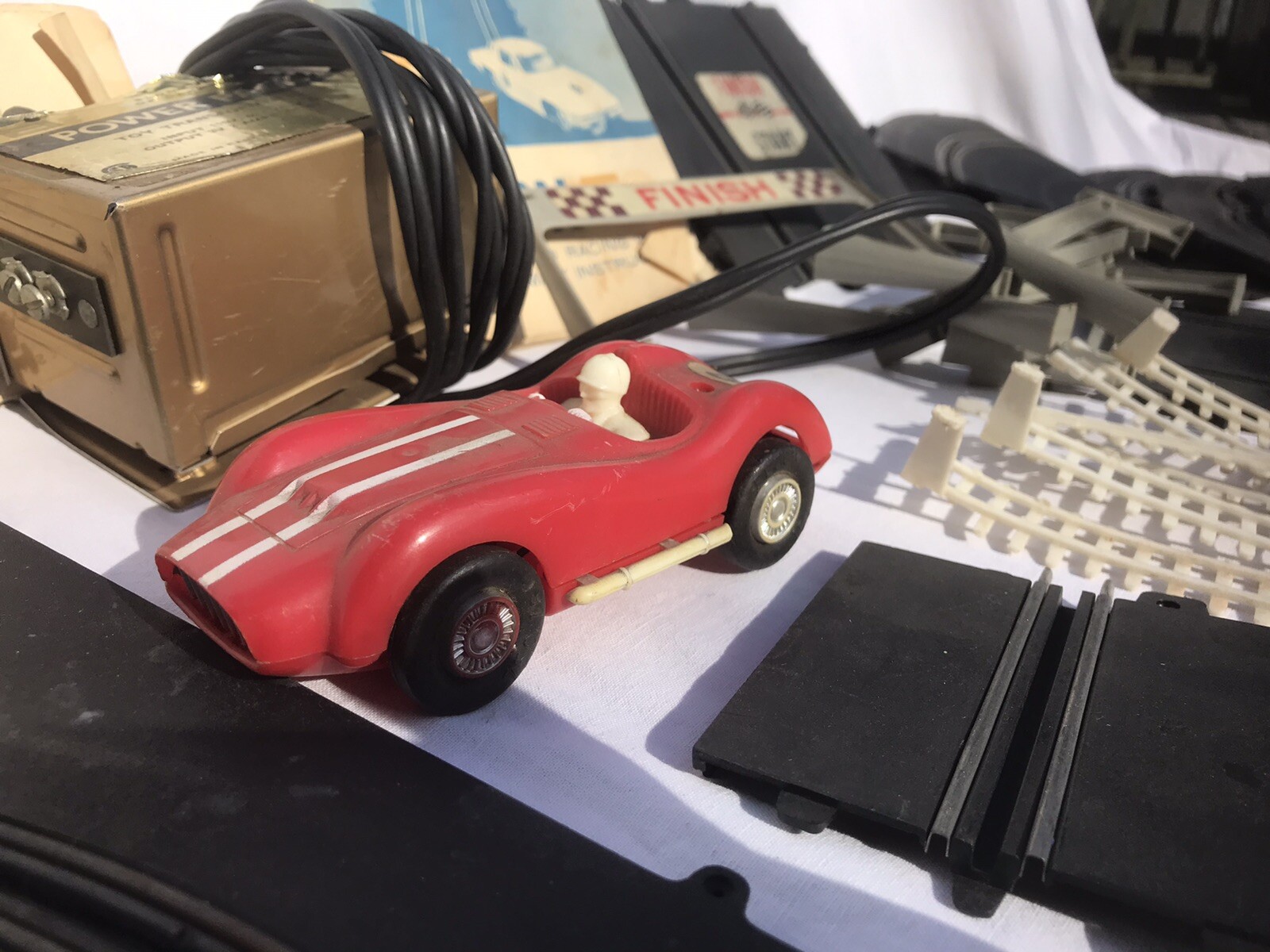 vintage Eldon Slot Car Track Set w/ Manual Rails Power Supply Etc. eBay