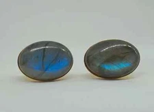 Natural Labradorite Gemstone Gold Plated 925 Sterling Silver Cufflinks For Men's