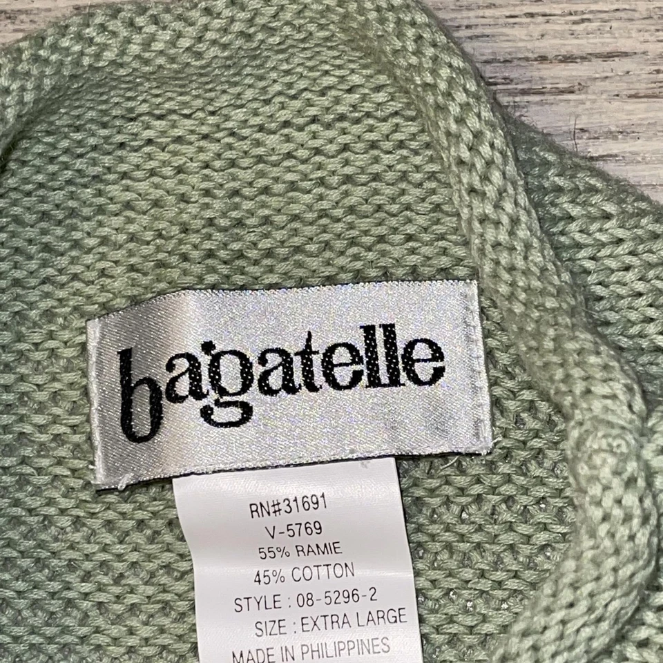 EUC Vintage Y2K Bagatelle Green Cotton Knit Mock Neck Sleeveless Sweater Size XL - Image 2 of 4