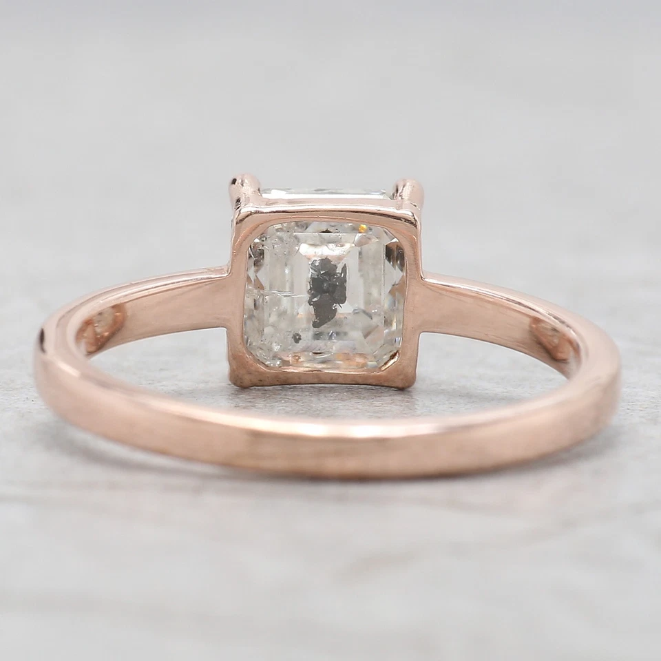 2.08 Ct Radiant Salt And Pepper Diamond Ring 14K Rose Gold Engagement Gift Ring - Image 4 of 4