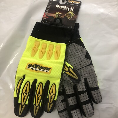 XXL MAD MAX II HV Gray Dotted Synthetic Leather Palm Hi-Vis Yellow All Purpose