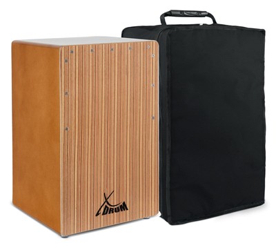 Tolle XDrum El Bajo Cajon mit Bass Port, Zebrano-Furnier-Schlagfläche und Tasche