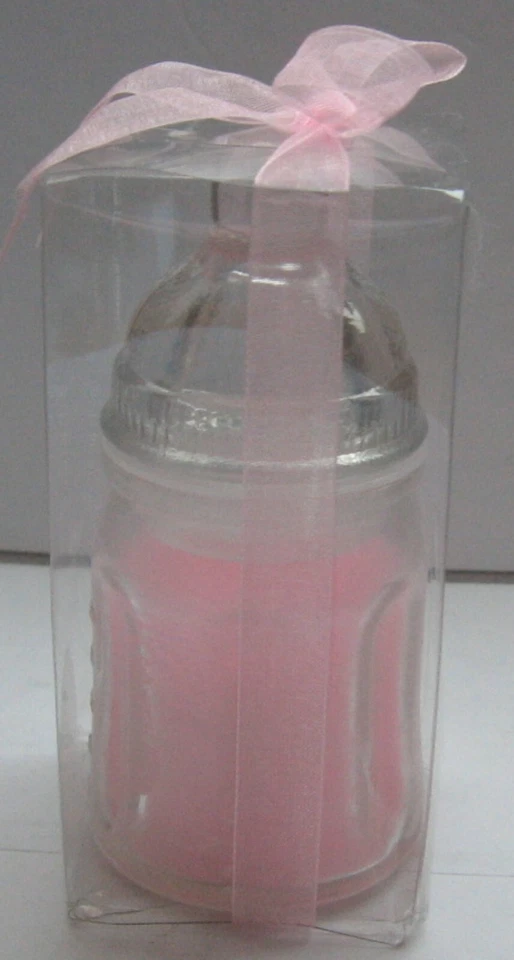Biberón de Vidrio Rosa Vela Lunaura Ducha Regalo Favor Mesa Decoración Nuevo  Foto 4 de 4
