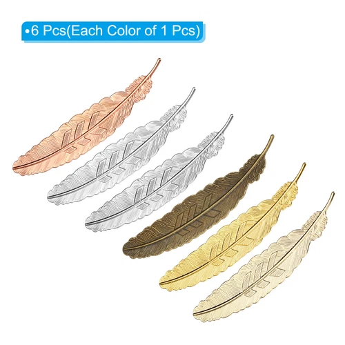 6X Metal Feather Bookmarks Book Marks Page Markers For Book Lovers 6 Colors HOT - Bild 3 von 10