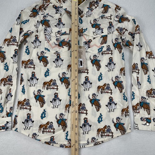 WRANGLER GIRLS L LONG SLEEVE COWGIRL BRONCO BUSTING WESTERN PEARL SNAP NWT - Picture 4 of 13