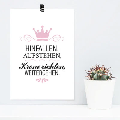 JUNIWORDS Poster "Hinfallen, Aufstehen, Krone richten..." Geschenk DIN A4 A3 A2  - Bild 1 von 3