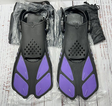 Greatever Snorkel Fins S/M 4.5-8.5 Purple Travel Size Open Heel Swim Flippers