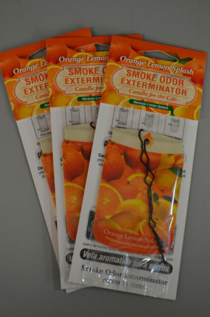 Smoke Odor Exterminator Candle for the Car Orange Lemon Splash Freshener 3 pack