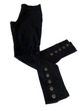 a.n.a. Girls Leggings Junior Size P/Small, Black, Button Accent