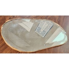 Vintage oval Beveled Mirror w sides and Bottom Lined w Tape 6x12 Inch