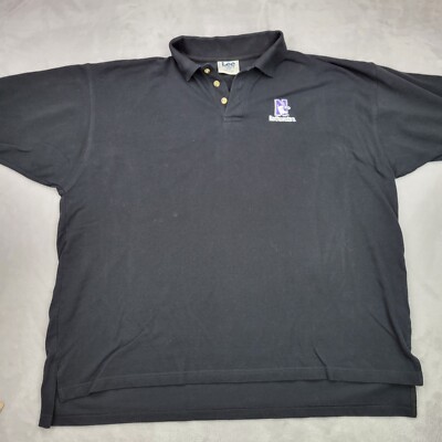 Northwestern Wildcats Shirt Mens XXL Black Golf Polo Casual Button Up Adult 2XL