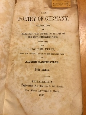 #ad The Poetry Of Germany Translated Into English Verse By Baskerville 1866 $58.00