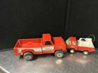 Vintage Tonka Steel Red Pickup Truck Yellow Blue Stripe Tailgate Made In USA