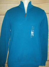 MENS CLUB ROOM HALF ZIP TEAL PULLOVER SWEATER SIZE S