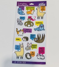 Themed Everyday Sticker Set Sticko Funny Animals Sloth Cat New 13 Stickers