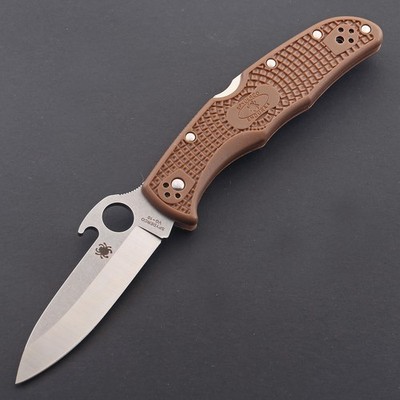 Fiberglass Handle Spear Point Silver Blade Pocket Knife Bottle Opener Brown New