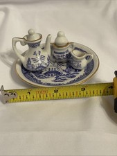 Vintage Miniature Blue Willow Doll House 6 Piece Tea Set Japan