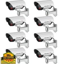 Macarrie 8 Pcs Fake Security Camera Silver LED