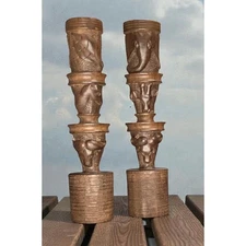 Vintage, hand-carved ebony wood African safari candlestick holders