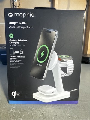 Mophie Snap+ 3-in-1 Wireless Charging Stand Qi2, MagSafe, iPhone, Airpods, Watch