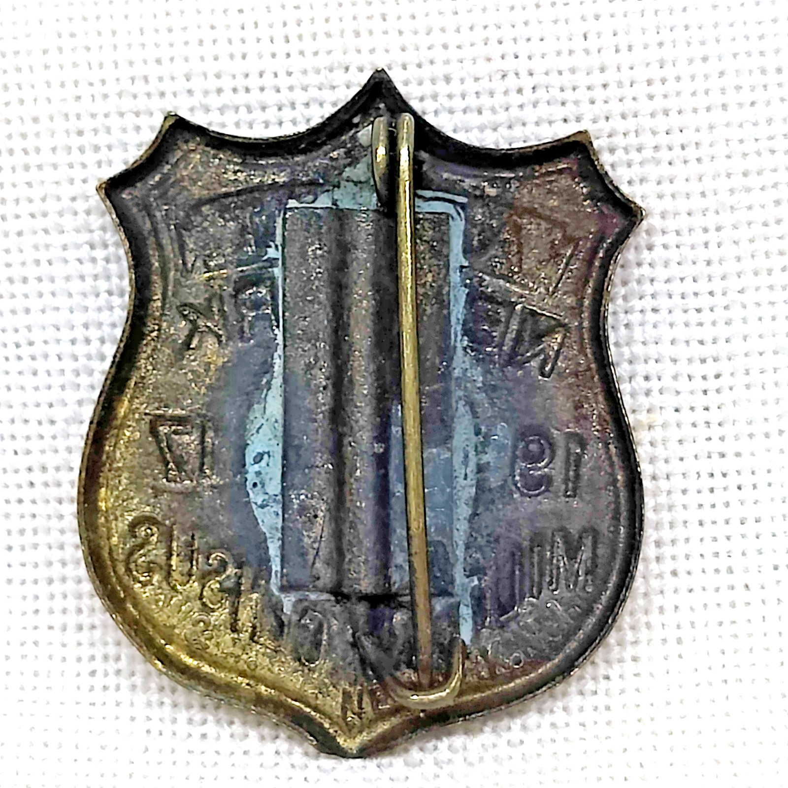 1917 New York Military Census AGENT Badge Brass Pinback OBSOLETE WW1 Era NYC