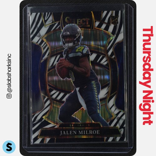 2025 PANINI SELECT #14 JALEN MILROE CONCOURSE ZEBRA PRIZM SHOCK RC ROOKIE