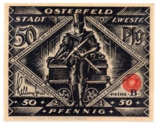 1921 Germany Osterfeld Notgeld 50 Pfennig Note (3181)