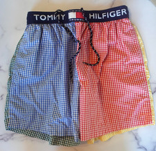 Vintage Tommy Hilfiger Swim Trunks Mens Large Multicolor Gingham Check Retro 90s