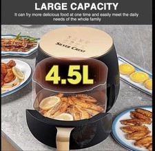Silver Crest 4.5L 1400W Air Fryer Digital Display 10 Programmes Black/Gold