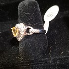925 Sterling Silver Heart Yellow Citrine Gemstone Halo Cocktail Ring Size 7 — photo 2