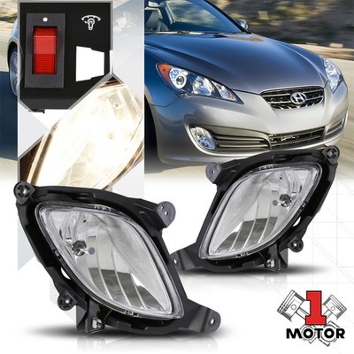 Crystal Clear Lens Fog Light Bumper Lamps w/Switch+Harness for 10-12 Genesis