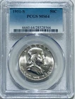 1951 S Franklin Silver Half Dollar PCGS MS64 Better Date Franklin