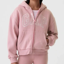 New Gap Kids Girls Cozy Pink Full-Zip Hoodie Size XS 4/5