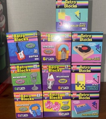 Block Tech Retro Blocks Lot All New- Two Different Series Sets Lot Of 10