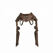 Shoulder Battle Gear with Arm Guards Steampunk Leather Distressed Arm Guards for