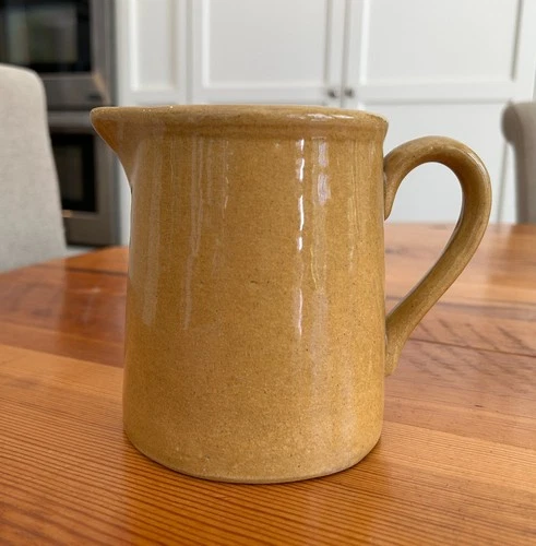 1920s Yellow Early Bauer Vintage Plain Ware Earthenware Water Pitcher Pottery