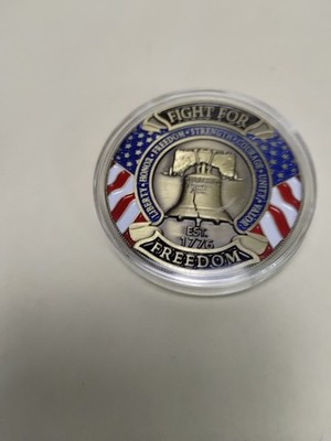FIGHT FOR FREEDOM Challenge Coin / Hold The Line/ Ronald Reagan Freedom Quote
