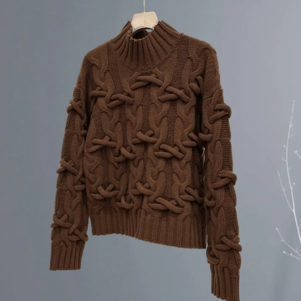 Женский однотонный вязаный пуловер Brunello Cucinelli из кашемировой шерсти с водолазкой - Изображение 4 из 4