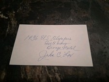 John Lax 1936 Olympic Hockey Team Signed 3x5 Index Card USA