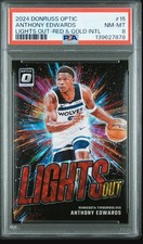 2024 Donruss Optic Lights Out Anthony Edwards Red Gold /99 PSA 8