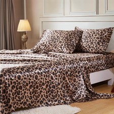Satin Bed Sheets Elastic Corner Straps Full Size 4 Pcs Silky Bedding 15" Deep