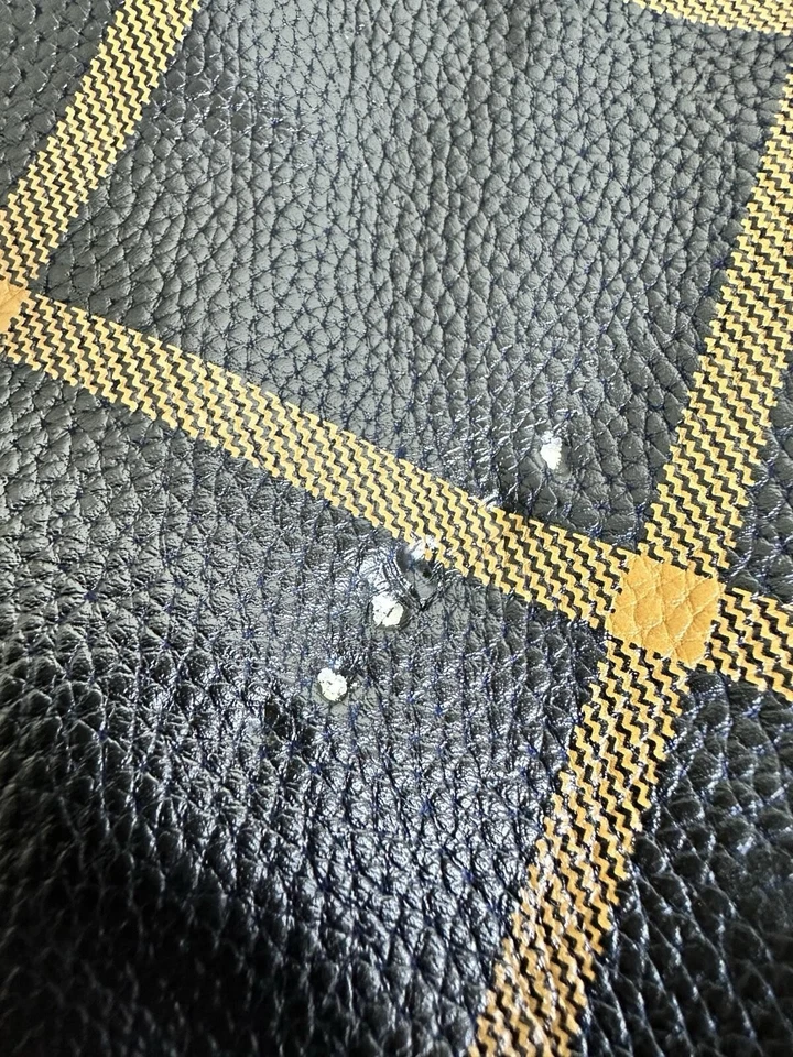 Bolso de Mano Thirty One Cuero Sintético Marrón Cuadros Bordado Llama KC Foto 4 de 4