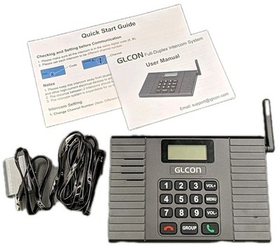 GLCON ZNNF60 Full-Duplex Wireless Intercom 9 Channels A/B Black Long-Range 
