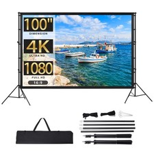 Projector Screen with Stand, 100 inch Portable Projection Screen, 16:9 4K HD ...