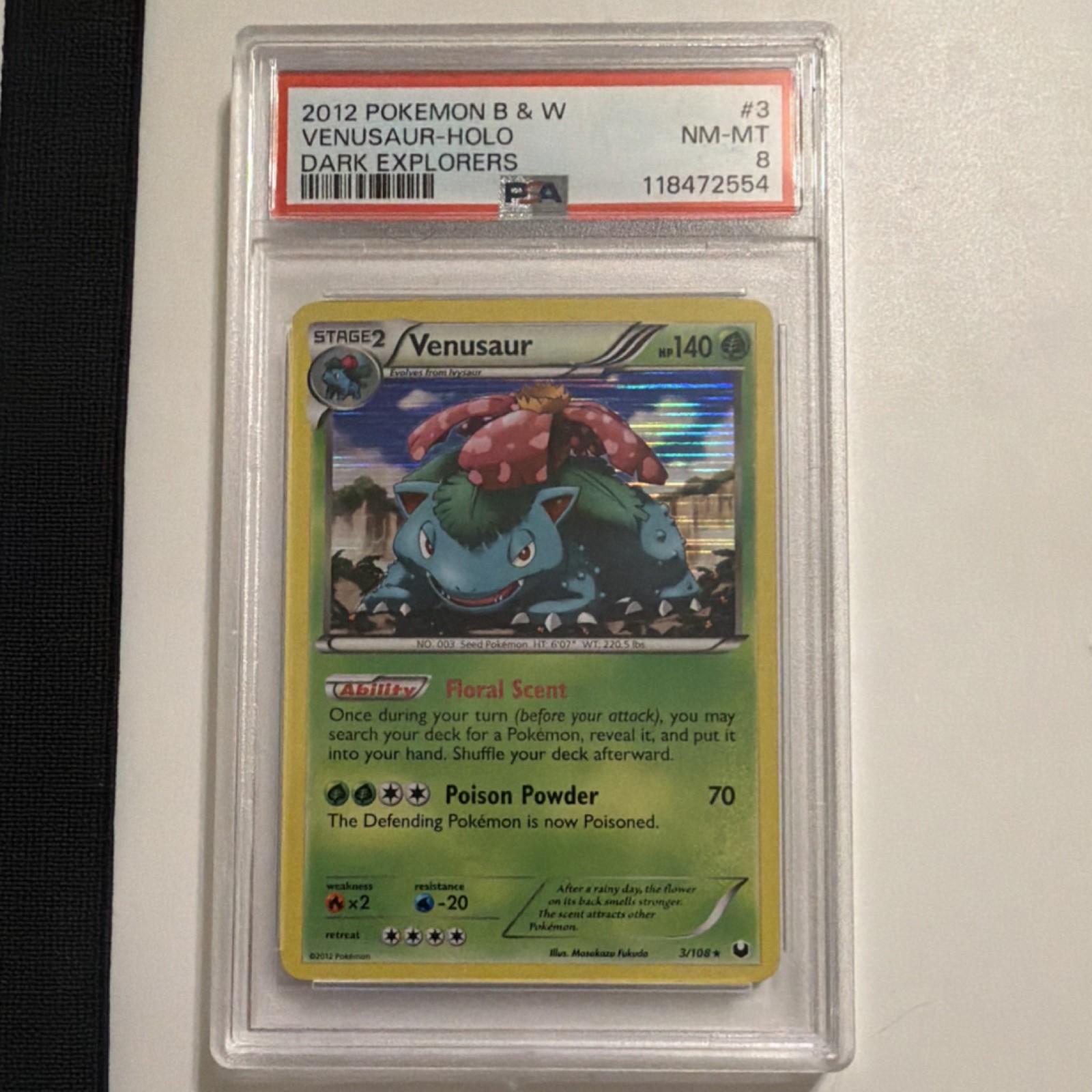 Pokémon Venusaur Holo Rare Dark Explorers PSA 8 3/108 2012