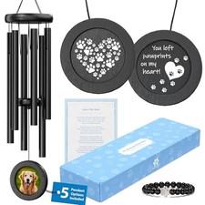 Dog Memorial Wind Chime 28" with 5 Pendant Designs and Comforting Pet Loss eB...